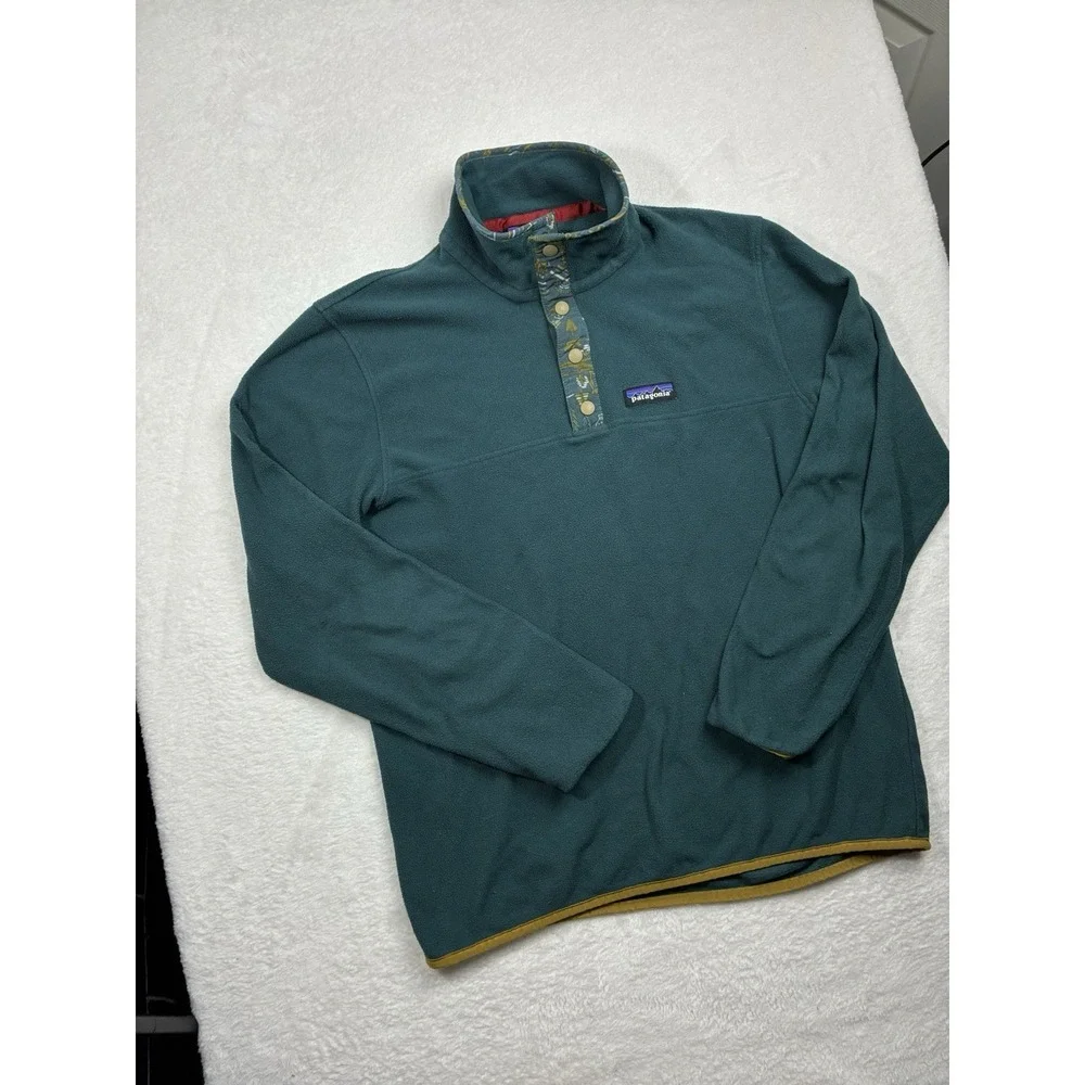 Patagonia Sweater Mens Small Green Micro D Snap T Pullover Lightweight Fleece